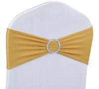 Babenest Lot de 50 nœuds de Chaise en élasthanne Extensible de qualité supérieure avec Boucle coulissante pour décoration de Mariage, cérémonie, réception, Banquet (doré)