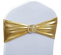 Babenest Nœuds de Chaise en élasthanne Extensible de qualité supérieure avec Boucle coulissante pour décoration de Mariage, cérémonie, réception, Banquet (Or métallisé, 30)