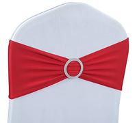 Babenest Nœuds de Chaise en élasthanne Extensible de qualité supérieure avec Boucle coulissante pour décoration de Mariage, cérémonie, réception, Banquet (Rouge, 100)