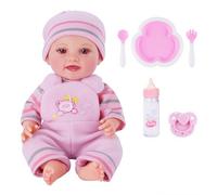 BABESIDE Poupée Bébé de 30 cm - Poupon Nouveau-né y Compris 5 Accessoires & Grenouillère - Interactif Bebe Poupee - Jeu de Simulation - Enfant pour Fille 2 3 4 Ans