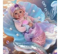 BABESIDE Poupée Bébé Sirène Fille 35 cm Corps Doux avec Queue de Sirène et Accessoires, Jouet Fantastique pour Enfants dès 3 Ans, Cadeau Anniversaire et Noël