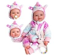 BABESIDE Poupée Newborn Nouveau-né de 43 cm - Poupee Bebe Poupon Fille - Réaliste Poupée Reborn, Accessoire Cadeau Enfant Jouet Fille Garcon 1 2 3 Ans