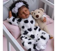BABESIDE Poupée Reborn Fille Noire - Bébé Reborn Réaliste Douce de 17 Pouce, Poupée Nouveau-Né Africaine Faite à la Main Réaliste avec Accessoires et Boîte pour Enfants de 3 Ans et Plus