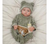 BABESIDE Reborn Dolls Garçon 18 Pouces Réaliste Bébé Poupée Yeux Ouverts Reborn Nouveau-né Vraie Vie Poupées Réaliste Bébés Ressemble à Un Vrai Corps Vin-YL Plein