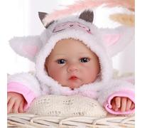 BABESIDE Reborn Poupée Bébé - 17 Pouces Réaliste Nouveau-né Poupée Fille Vinyle Tête et Membres, Coton Corps - Poupon Reborn Yeux Bleus Jouets Cadeau Enfants