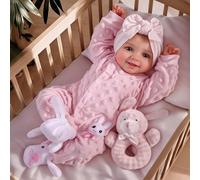 BABESIDE Reborn Poupée Sunny 17 Pouces Réaliste Nouveau-né Poupee Fille Lifelike Bébé Corps en Tissu Doux Réincarnées Vraie Poupees Ouvrez Les Yeux