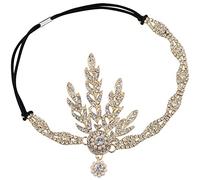 BABEYOND 1920s Accessoires de Costume Déguisements Bandeau Cristal Flapper Headband Gatsby Art des Années 1920 Bandeaux Inspiré Feuille Couronne Perle