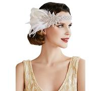 BABEYOND 1920s Bandeau de Plumes pour Femme Style Années 20 Bandeau à Cheveux Charleston Accessoire de Déguisement Taille Unique Vert Foncé