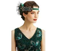 BABEYOND 1920s Bandeau de Plumes pour Femme Style Années 20 Bandeau à Cheveux Charleston Accessoire de Déguisement Taille Unique Vert Foncé