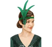 BABEYOND 1920s Bandeau Gatsby pour femme, accessoires de costume années 20, plume Flapper, Haarband vert foncé