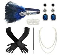 BABEYOND Accessoires de costume Gatsby années 20 - Ensemble d'accessoires de costume - Bandeau - Collier de perles - Gants - Porte-cigarette - - Taille unique