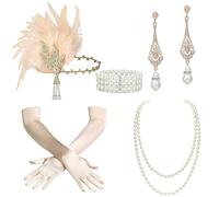 BABEYOND Accessoires des années 1920-1920 pour femme - Accessoires Gatsby le Magnifique : bandeau, serre-tête, collier de perles, gants pour femme