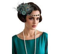 BABEYOND Bandeau à plumes style années 1920 - Great Gatsby - Style années 20 - Charleston - Accessoire de costume - Vert