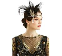BABEYOND Bandeau à plumes style années 1920 - Showgirl Gatsby
