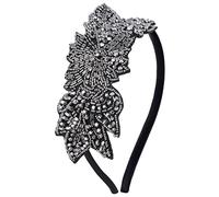 BABEYOND Bandeau Art déco années 1920 avec strass noirs pour femme (style 3-argent)