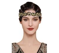 BABEYOND Bandeau Charleston pour femme - Bandeau années 1920 Gatsby années 1920, accessoires vintage pour femme, noir et doré