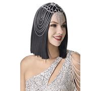 BABEYOND Bandeau Cristal Charleston Femme-Coiffe Vintage avec Strass des Années 1920 Bijoux de Tête en Chaînes Accessoires Gatsby,Argenté