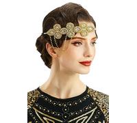 BABEYOND - Bandeau en cristal des années 1920 - Gatsby - Accessoire de cheveux doré