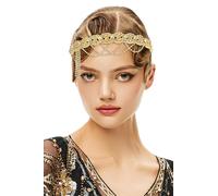 BABEYOND Bandeau Flapper Gatsby années 1920 - Accessoires cheveux vintage années 20 avec strass chaîne cheveux bandeaux mariage bal de fin d'année pour femmes Doré