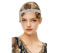 BABEYOND Bandeau Gatsby année 1920 - Style vintage - Avec strass - Accessoires pour cheveux mariage, bal fin d'année, femme - Argenté