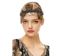 BABEYOND Bandeau Gatsby années 1920 - Style vintage années 20 - Avec strass - Accessoires pour cheveux de mariage, bal de fin d'année, pour femme - Noir