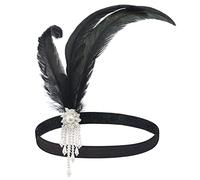 BABEYOND Bandeau Gatsby Cristal 1920s Plume Flapper Accessoires Charleston Vintage Blanc