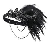 BABEYOND Bandeau Gatsby Cristal 1920s Plume Flapper Accessoires Charleston Vintage Noir