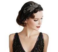 BABEYOND Bandeau Gatsby Cristal 1920s Plume Flapper Accessoires Charleston Vintage Noir