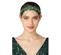 BABEYOND Bandeau Gatsby des années 1920, accessoires de cheveux vintage avec strass pour costume des années 20, coiffure de fête ou mariage pour femme - Vert