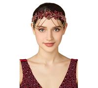 BABEYOND Bandeau Gatsby Flapper des années 1920 - Strass - Costume - Accessoire Charleston - Pour femme - Rouge