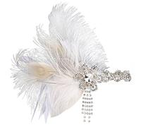 BABEYOND Bandeau Plume Année 20 Gatsby Couronne Plume Accessoires Gatsby Flapper Bandeau des Année 1920 Serre-tête Vintage Classique Partie à Thème Blanc