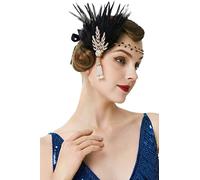 Babeyond Bandeau Plume Année 20 Gatsby Couronne Plume Accessoires Gatsby Flapper Bandeau Serre-tête Vintage Classique Or