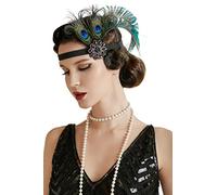 BABEYOND Bandeau Plume de Paon Année 20 Gatsby Couronne Plume Accessoires Gatsby Flapper Bandeau des Année 1920 Serre-tête Vintage Classique Partie à Thème