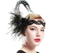BABEYOND Bandeau Plume de Paon Année 20 Gatsby Couronne Plume Accessoires Gatsby Flapper Bandeau des Année 1920 Serre-tête Vintage Classique Partie à Thème