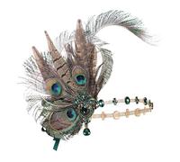 BABEYOND Bandeau pour femme en plume de paon style années 1920 - Gatsby - Accessoire de cheveux
