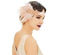 BABEYOND Bandeau pour femme style années 1920 Gatsby - Accessoire de costume - Style années 21 - Plumes - Champagne