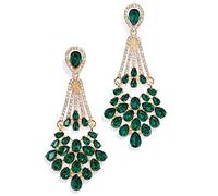 BABEYOND Boucles d'oreilles style années 1920 style art déco Gatsby années 20 - Accessoires vintage pour mariage, One size fits most, Zinc, Strass synthétiques