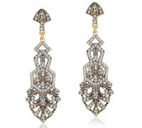 BABEYOND Boucles d'oreilles vintage des années 1920 avec strass - Art Déco pour costume de Gatsby, roaring des années 20 et mariage, Zinc