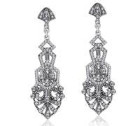 BABEYOND Boucles d'oreilles vintage des années 1920 avec strass - Pendants d'oreilles Art Déco Flapper pour costume Gatsby, fête des années 20 rugissantes et mariage, Zinc