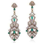 BABEYOND Boucles d'oreilles vintage des années 1920 avec strass - Pendants d'oreilles Art Déco Flapper pour costume Gatsby, fête des années rugissantes et mariage, Zinc