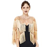 BABEYOND Châle Gatsby pour soirée années 1920 - Cape de soirée pour femme - Capelet à paillettes, rose gold, taille unique