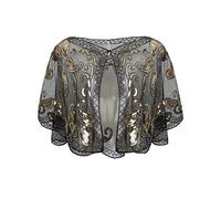 BABEYOND Châle Vintage des Années 1920s pour Femme Cape de Flapper pour Mariage Accessoires Charleston 20s Boléro Style Gatsby Partie à Thème Soirée Noir