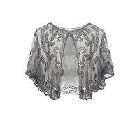 BABEYOND Châle Vintage des Années 1920s pour Femme Cape de Flapper pour Mariage Accessoires Charleston 20s Boléro Style Gatsby Partie à Thème Soirée Gris