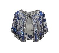 BABEYOND Châle Vintage des Années 1920s pour Femme Cape de Flapper pour Mariage Accessoires Charleston 20s Boléro Style Gatsby Partie à Thème Soirée Noir Bleu