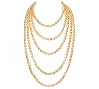BABEYOND Collier de perles d'imitation tendance Art Déco Gatsby Costume Accessoires Long collier de perles, 2er Pack, Plastique