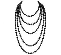 BABEYOND Collier de perles d'imitation tendance Art Déco Gatsby Costume Accessoires Long collier de perles, 2er Pack, Plastique, Perles d'imitation