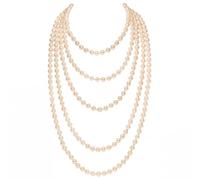 BABEYOND Collier de perles d'imitation tendance Art Déco Gatsby Costume Accessoires Long collier de perles, 2er Pack, Plastique