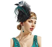 BABEYOND Coucoland Bandeau Gatsby, Headband Cristal 1920s Bandeau Plume Gatsby Flapper Accessoires Charleston Bandeau Année 20 Vintage Partie à Thème