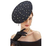 BABEYOND Coucoland Bibi Plat pour Femme - Élégant Bibi pour Femme, pour thé, funérailles, église, Soucoupe, Rivet Noir, Taille Unique