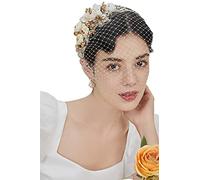 BABEYOND Fascinateur en maille plume à fleurs Fascinateurs Chapeau de mariée Chapeau de mariée Église Thé Fête Derby Chapeaux de course Chapeaux de course, beige, taille unique